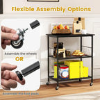3-Tier Kitchen Serving Cart Utility Rolling Microwave Rack