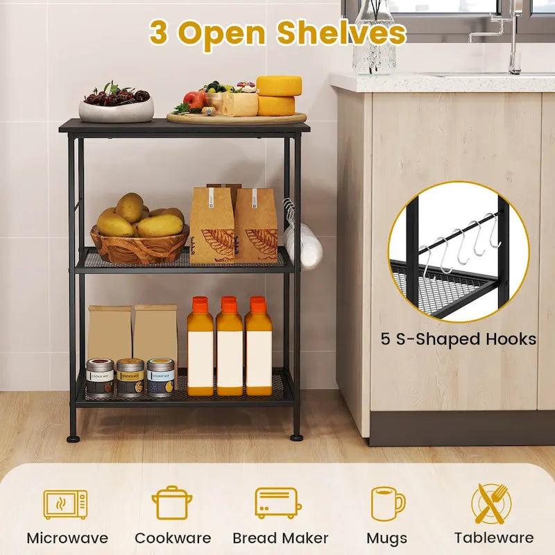 3-Tier Kitchen Serving Cart Utility Rolling Microwave Rack