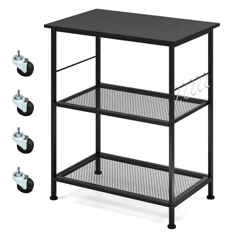 3-Tier Kitchen Serving Cart Utility Rolling Microwave Rack