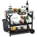 3-Shelf Movable Outdoor Grill Cart with Storage