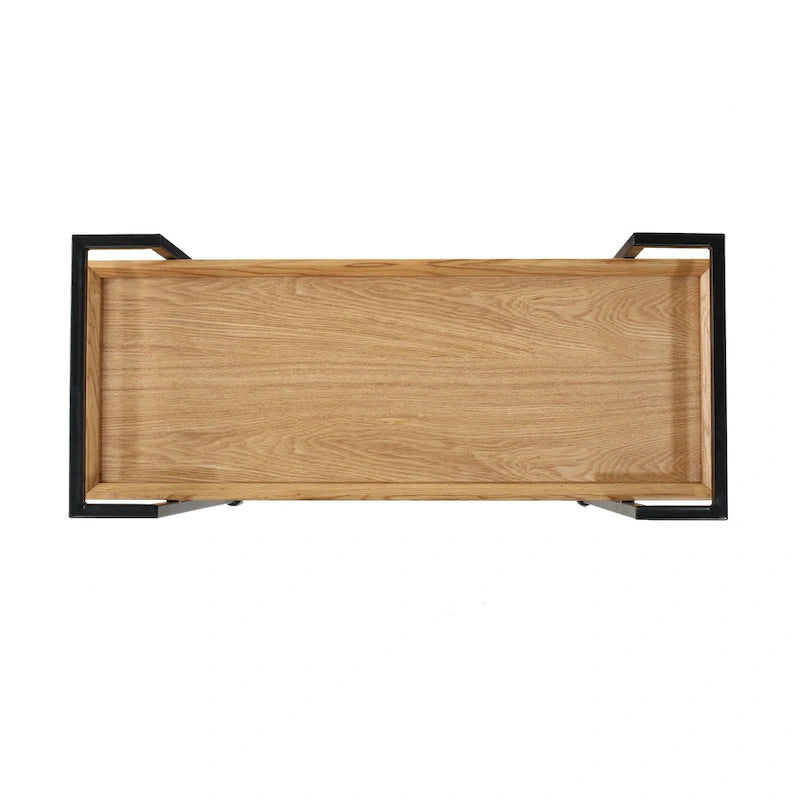 Rolling Bar Cart with Wood Look Shelving, Handle & Lockable Casters