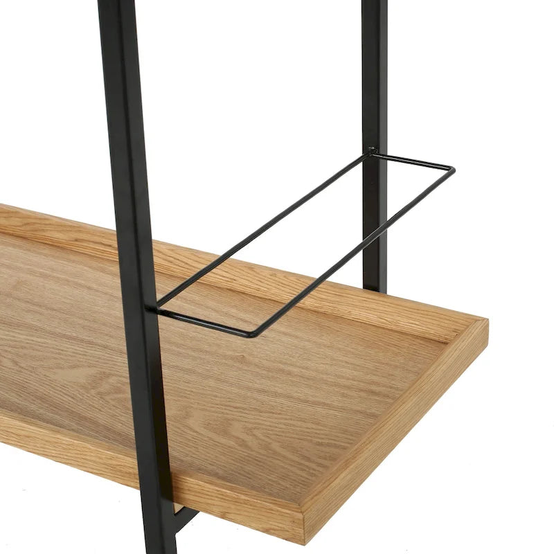 Rolling Bar Cart with Wood Look Shelving, Handle & Lockable Casters