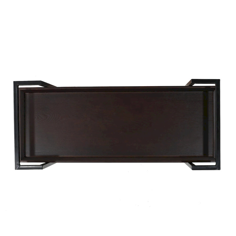 Rolling Bar Cart with Wood Look Shelving, Handle & Lockable Casters