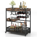 Rolling Bar Cart 3-Tier Industrial Buffet Serving Trolley