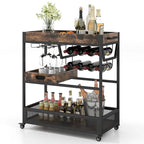 Rolling Bar Cart 3-Tier Industrial Buffet Serving Trolley