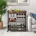 Rolling Bar Cart 3-Tier Industrial Buffet Serving Trolley