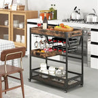 Rolling Bar Cart 3-Tier Industrial Buffet Serving Trolley