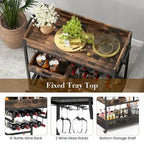 Rolling Bar Cart 3-Tier Industrial Buffet Serving Trolley