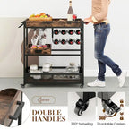 Rolling Bar Cart 3-Tier Industrial Buffet Serving Trolley