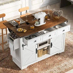 Îlot de cuisine style ferme avec prise électrique (tabouret non inclus)