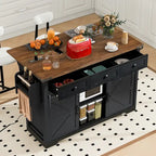 Îlot de cuisine style ferme avec prise électrique (tabouret non inclus)