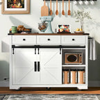 Îlot de cuisine style ferme avec prise électrique (tabouret non inclus)