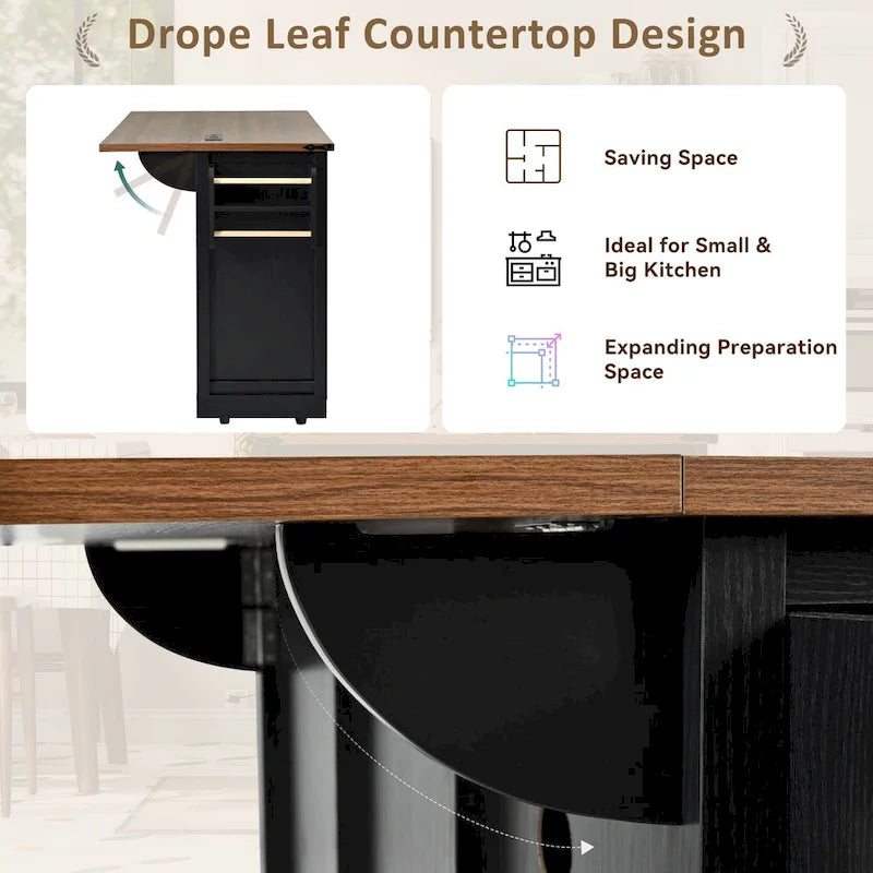 Farmhouse Kitchen Island With Power Outlet (Stool Not Included)