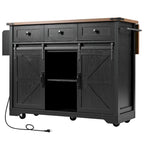 Îlot de cuisine style ferme avec prise électrique (tabouret non inclus)