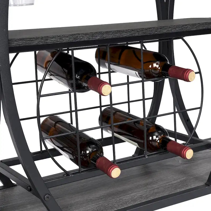 Industrial Bar Cart with Wheels – 3-Tier Storage Shelves