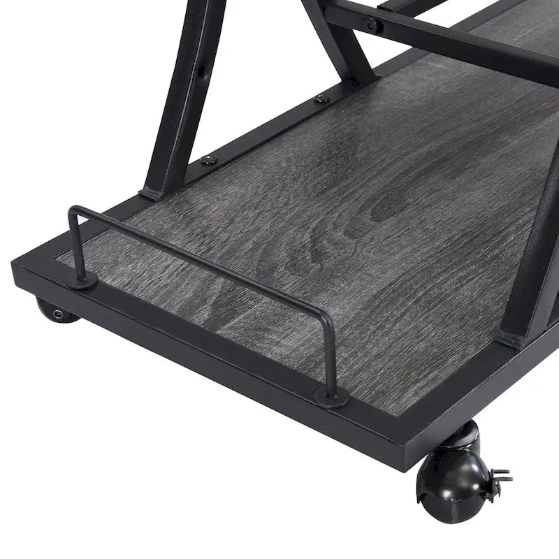 Industrial Bar Cart with Wheels – 3-Tier Storage Shelves