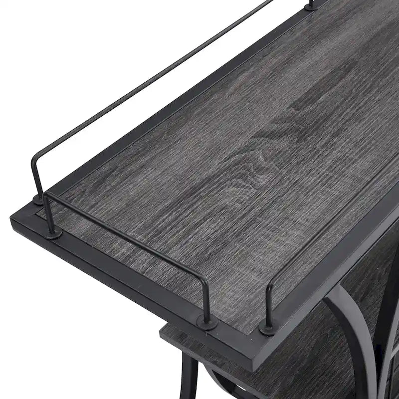 Industrial Bar Cart with Wheels – 3-Tier Storage Shelves