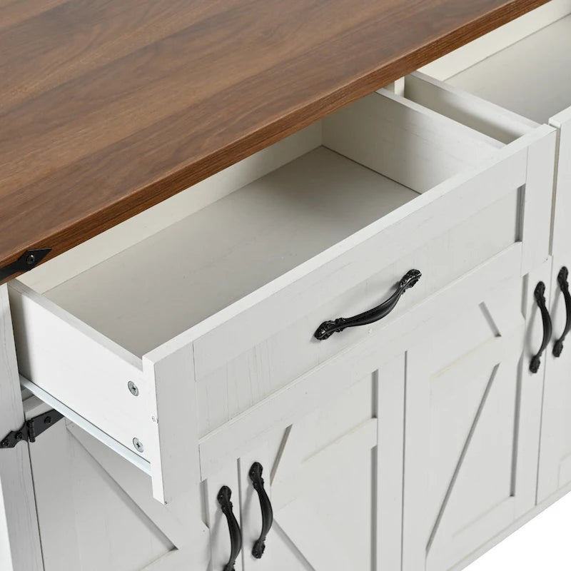 Kitchen Island with Power Outlet, Drop Leaf, Spice Rack and Drawer