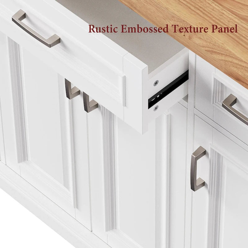 Rolling Kitchen Island with Drop Leaf, Cart on Wheels, Moveable Island Table with 4-Door Cabinet & 3 Drawers