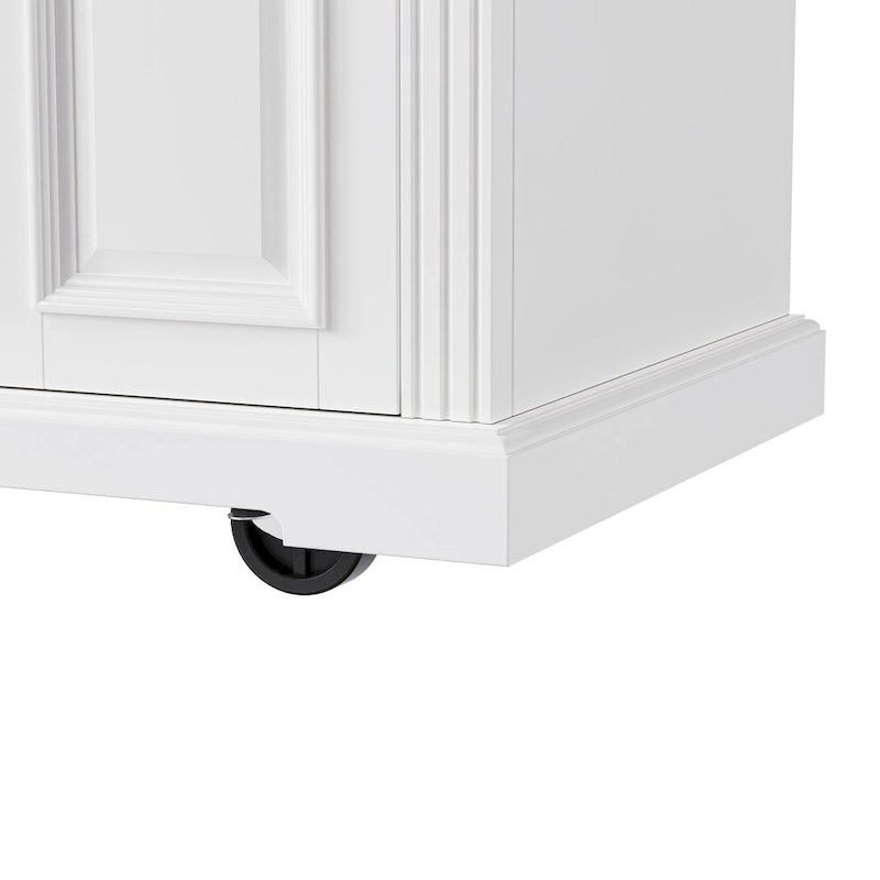Rolling Kitchen Island with Drop Leaf, Cart on Wheels, Moveable Island Table with 4-Door Cabinet & 3 Drawers