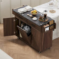 Rolling Kitchen Island Cart with Storage Cabinet & Drop Leaf