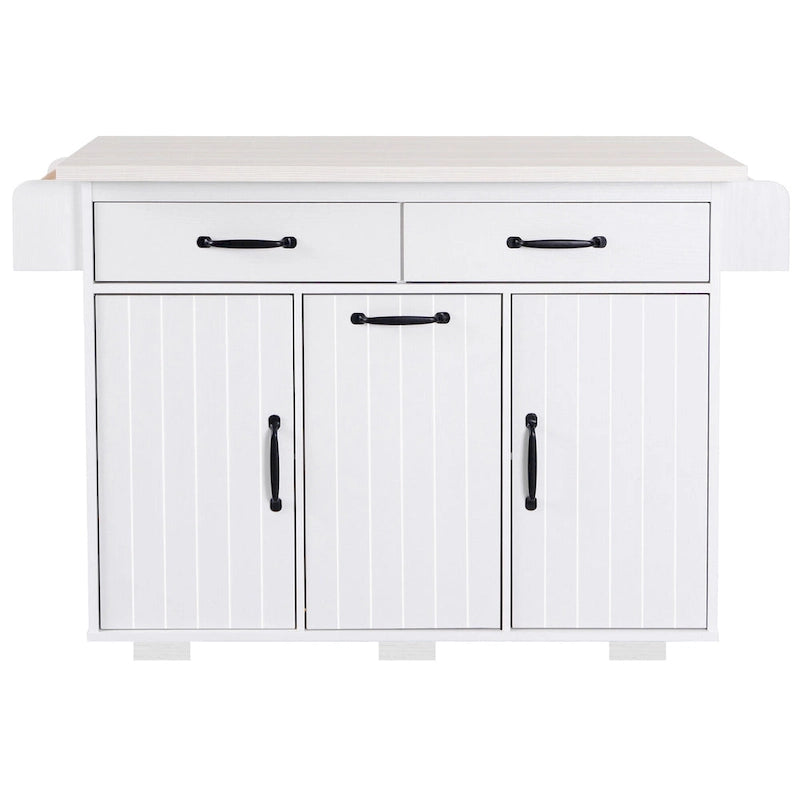 Rolling Kitchen Island Cart with Storage Cabinet & Drop Leaf