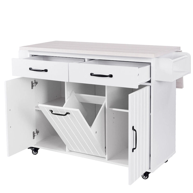 Rolling Kitchen Island Cart with Storage Cabinet & Drop Leaf