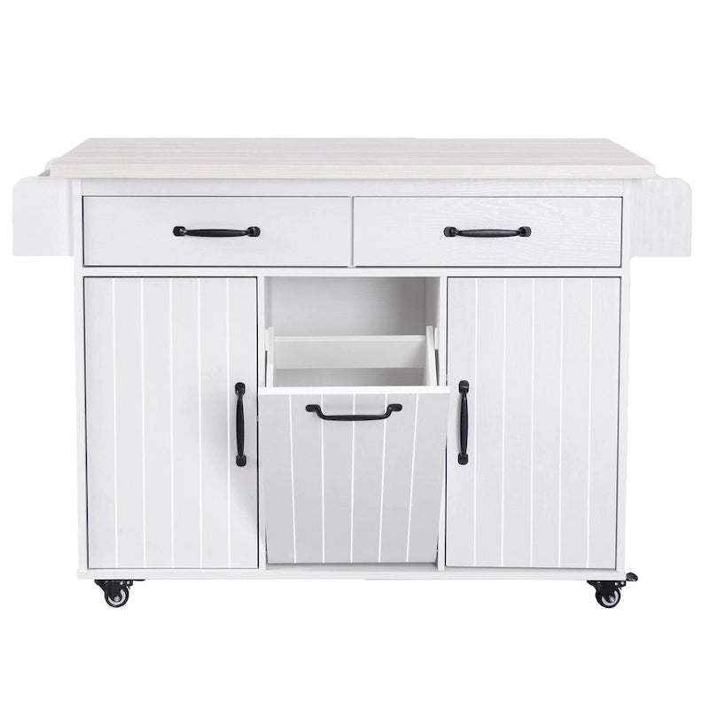 Rolling Kitchen Island Cart with Storage Cabinet & Drop Leaf