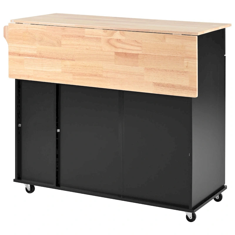 Rolling Kitchen Island Cart with Drop Leaf & 2 Drawers