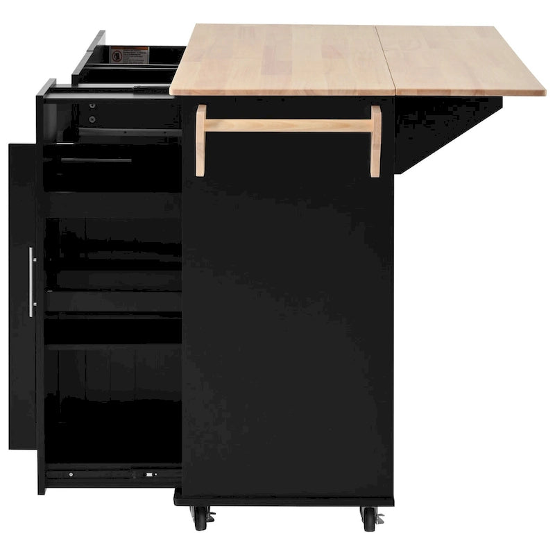 Rolling Kitchen Island Cart with Drop Leaf & 2 Drawers