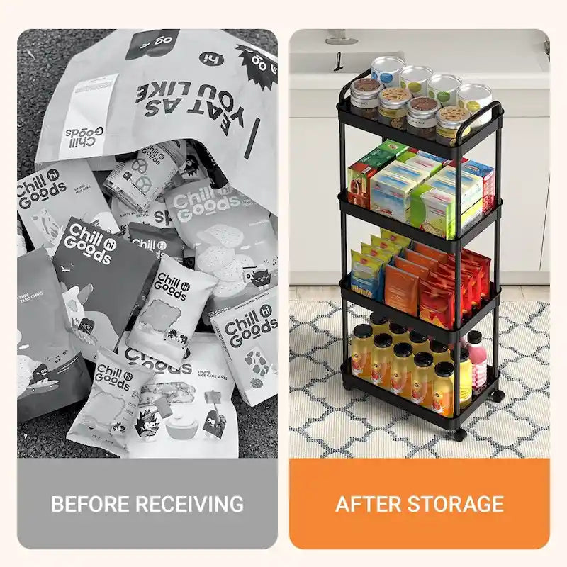 Multi-Tier Rolling Storage Cart with 360° Wheels