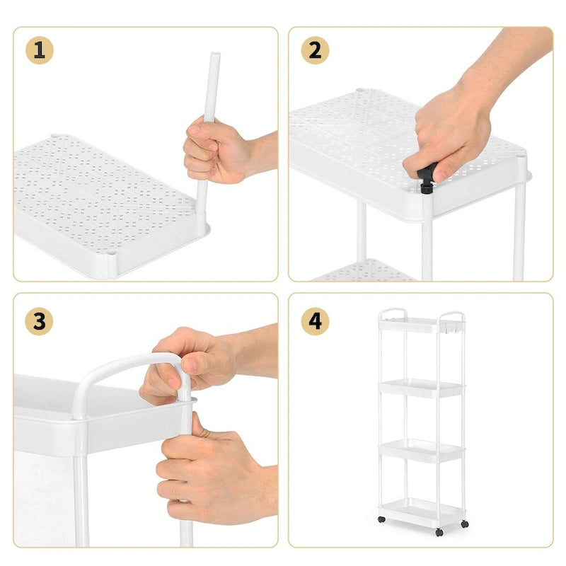 Multi-Tier Rolling Storage Cart with 360° Wheels