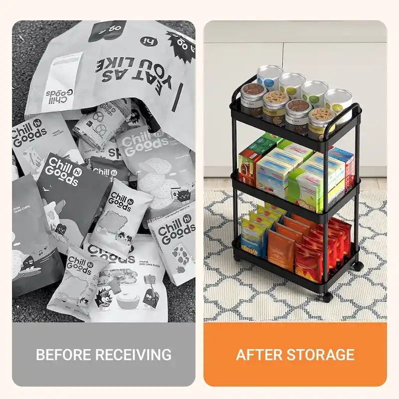 Multi-Tier Rolling Storage Cart with 360° Wheels