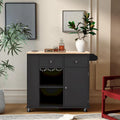 Kitchen Island with Power Outlet, Drop Leaf and 5 Wheels