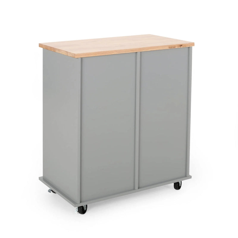 Contemporary Kitchen Cart with Wheels - 31.50 W x 17.75 D x 34.50 H