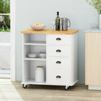 Contemporary Kitchen Cart with Wheels - 31.50 W x 17.75 D x 34.50 H