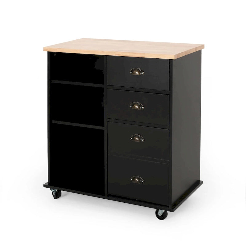 Contemporary Kitchen Cart with Wheels - 31.50 W x 17.75 D x 34.50 H