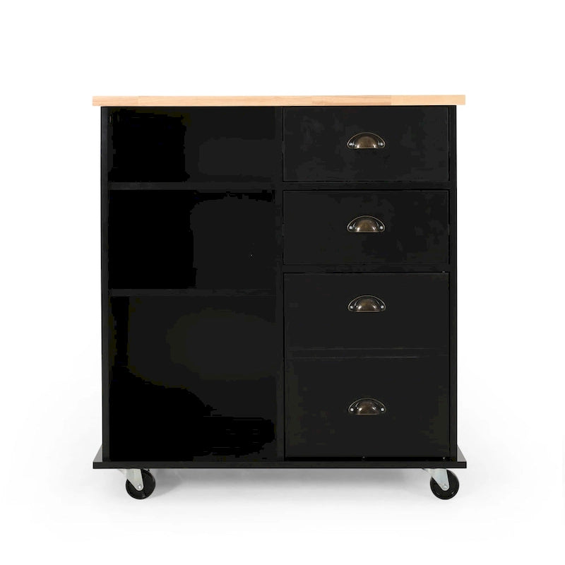 Contemporary Kitchen Cart with Wheels - 31.50 W x 17.75 D x 34.50 H