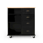 Contemporary Kitchen Cart with Wheels - 31.50 W x 17.75 D x 34.50 H