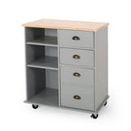 Contemporary Kitchen Cart with Wheels - 31.50 W x 17.75 D x 34.50 H