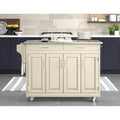 Copper Grove Puff Island White Finish with Stainless Steel Top Kitchen Cart