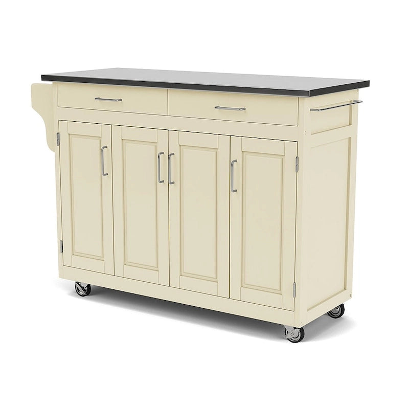 White Finish Stainless Steel Top Kitchen Cart