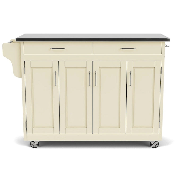 White Finish Stainless Steel Top Kitchen Cart