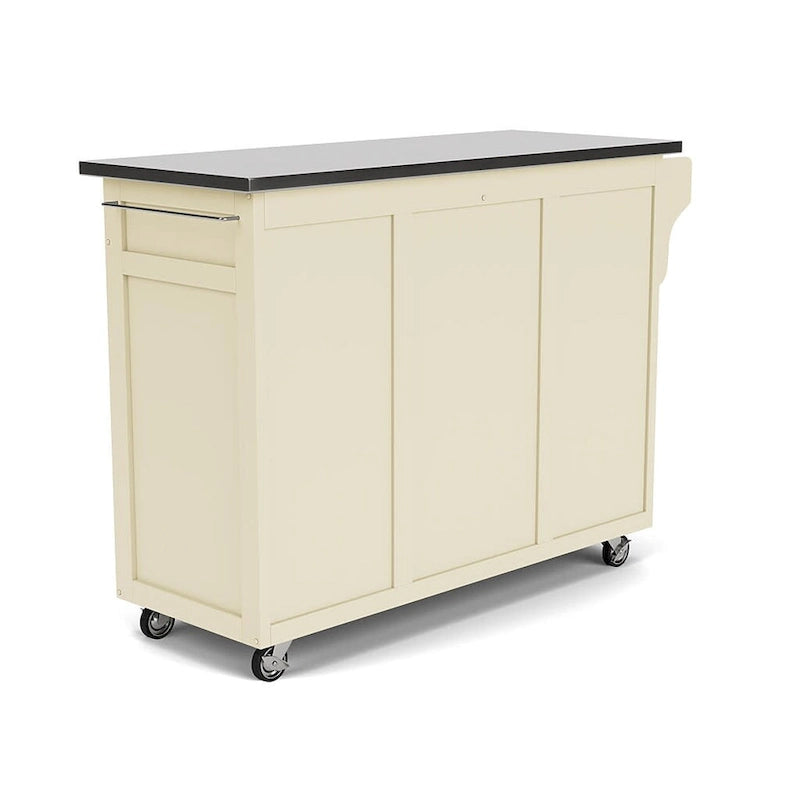 White Finish Stainless Steel Top Kitchen Cart