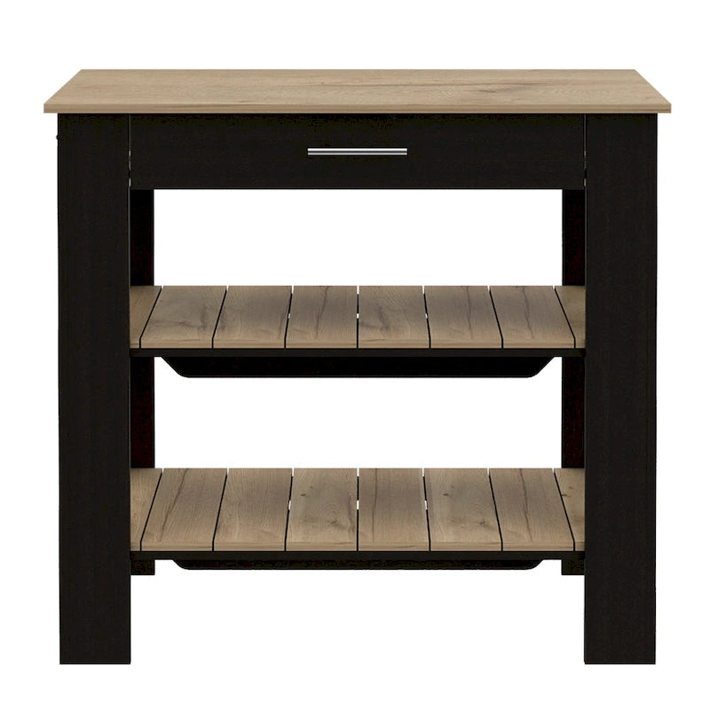 40" Kitchen Island with Two Shelves and One Drawer