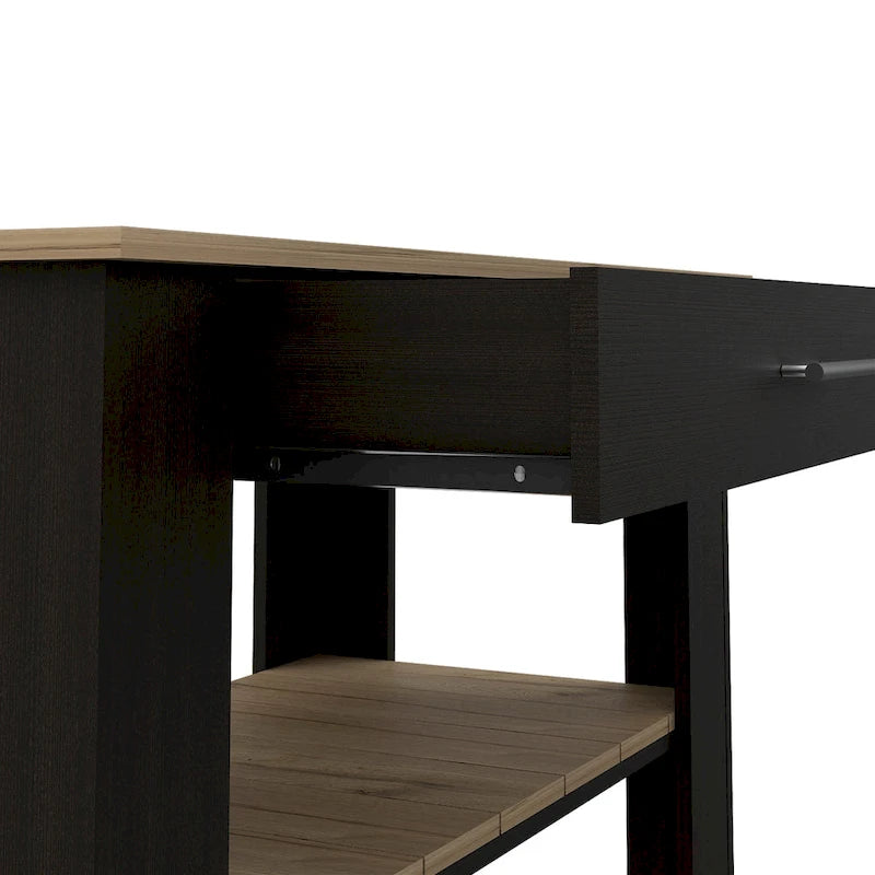 40" Kitchen Island with Two Shelves and One Drawer
