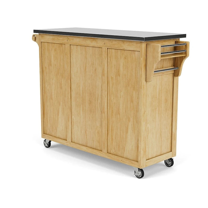 Island Natural Finish Black Granite Top Kitchen Cart