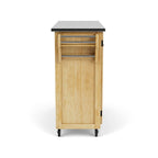 Island Natural Finish Black Granite Top Kitchen Cart