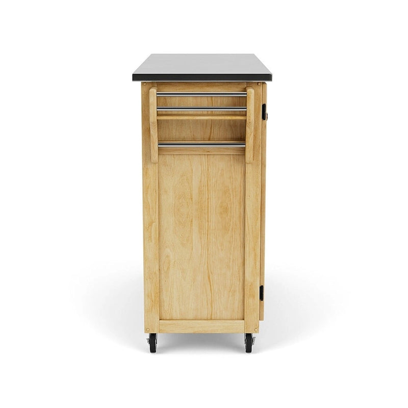 Island Natural Finish Black Granite Top Kitchen Cart