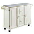 Wood Kitchen Cart with Stainless Steel Top